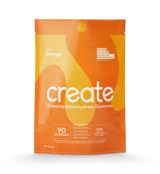 Create Creatine Gummies Orange flavor 90 count pouch