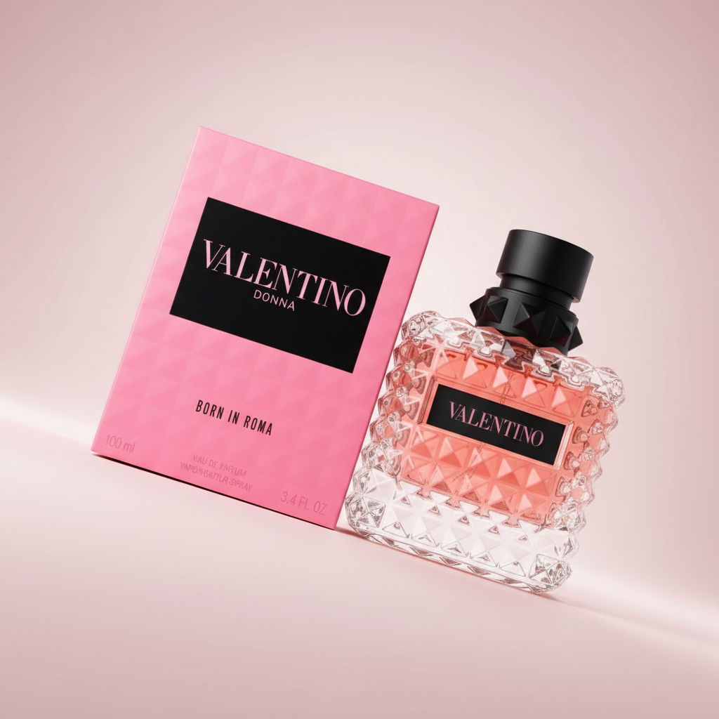 Valentino Donna Born in Roma EDP 45 degree angle pink background