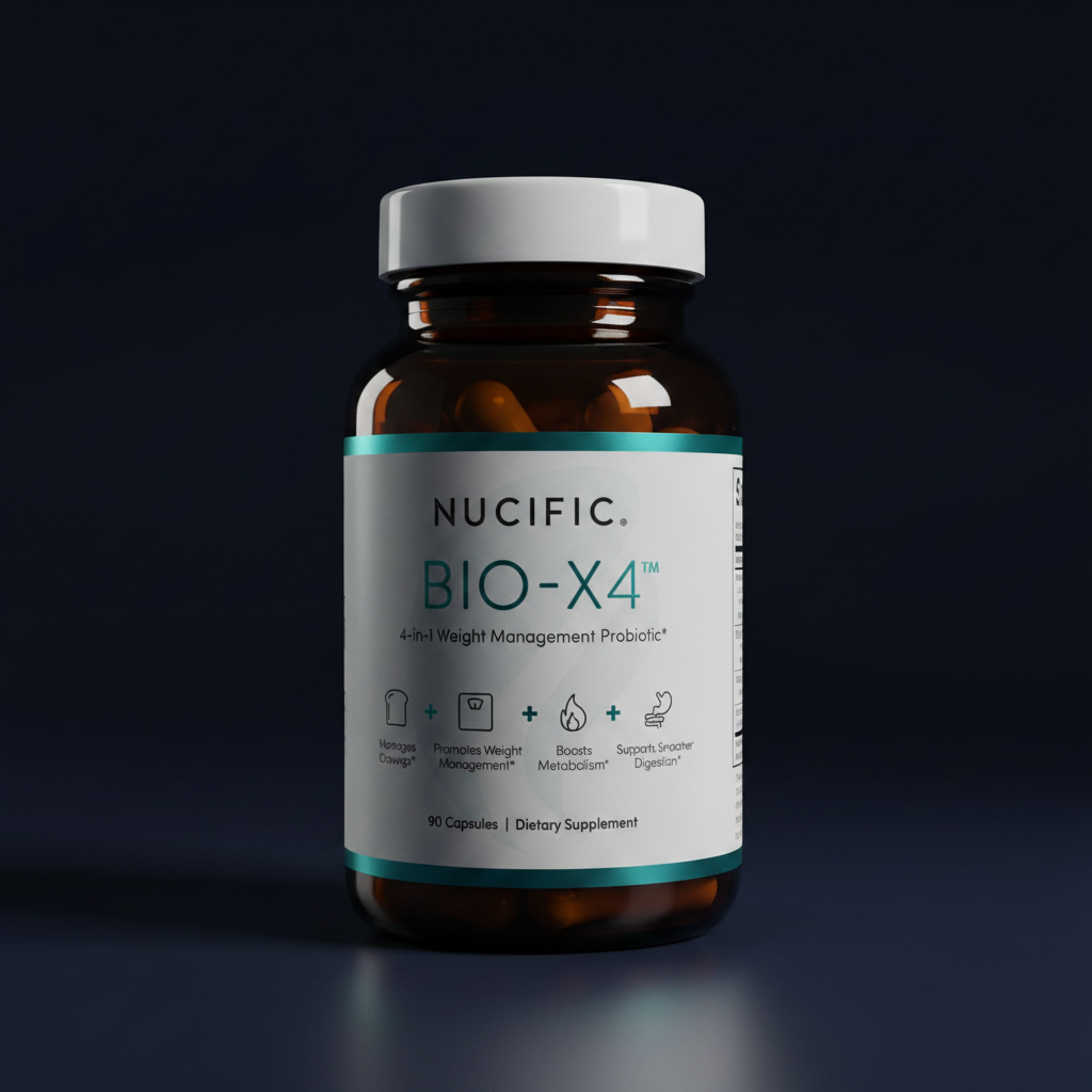 Nucific BIO-X4 dark navy background dramatic lighting