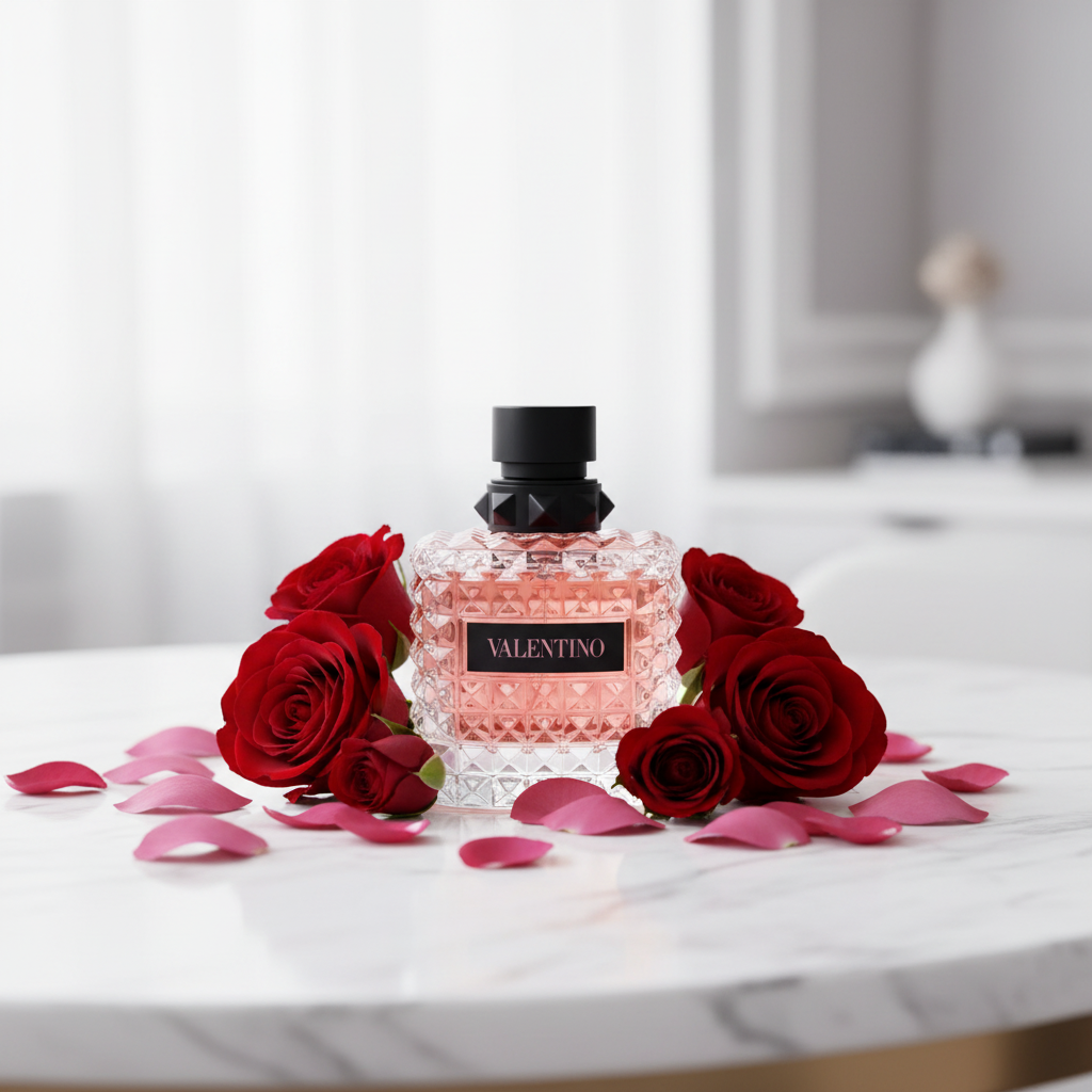 Valentino Donna Born in Roma EDP marble surface with red roses