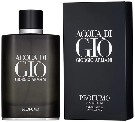 Giorgio Armani Acqua Di Giò Profumo Parfum Natural Spray 2.5 oz – dark smoke bottle with black box packaging